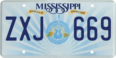 MS license plate ZXJ669