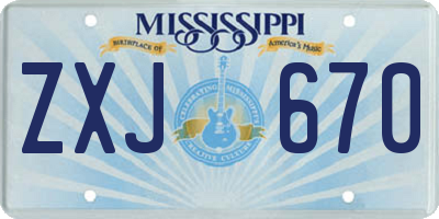 MS license plate ZXJ670