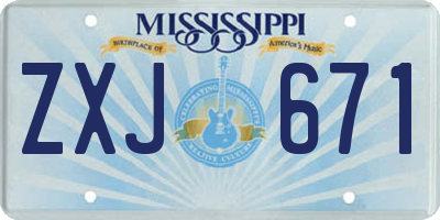 MS license plate ZXJ671