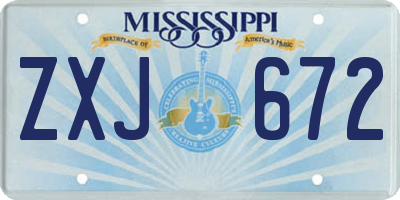 MS license plate ZXJ672