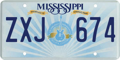 MS license plate ZXJ674