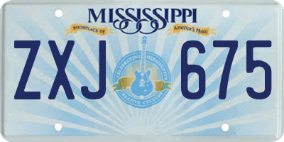 MS license plate ZXJ675