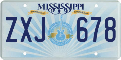 MS license plate ZXJ678