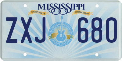 MS license plate ZXJ680