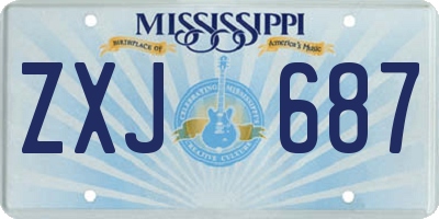 MS license plate ZXJ687