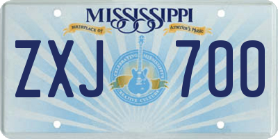 MS license plate ZXJ700