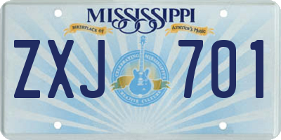 MS license plate ZXJ701