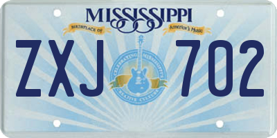 MS license plate ZXJ702