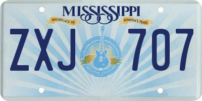 MS license plate ZXJ707