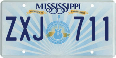 MS license plate ZXJ711