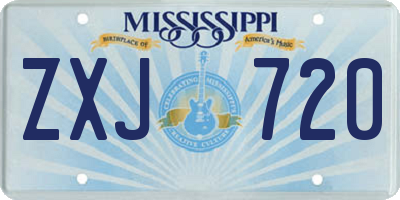 MS license plate ZXJ720