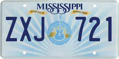 MS license plate ZXJ721