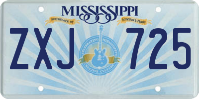 MS license plate ZXJ725