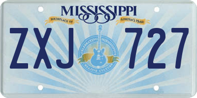MS license plate ZXJ727