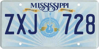 MS license plate ZXJ728