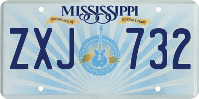 MS license plate ZXJ732