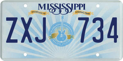MS license plate ZXJ734