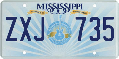 MS license plate ZXJ735