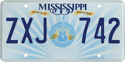 MS license plate ZXJ742
