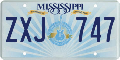 MS license plate ZXJ747