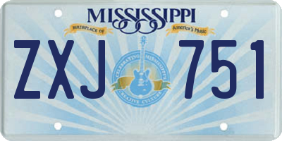MS license plate ZXJ751