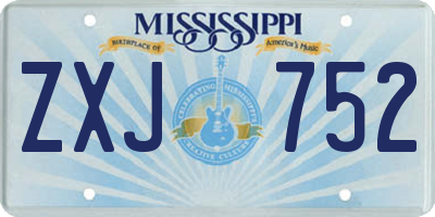 MS license plate ZXJ752