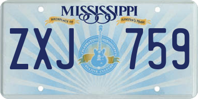 MS license plate ZXJ759