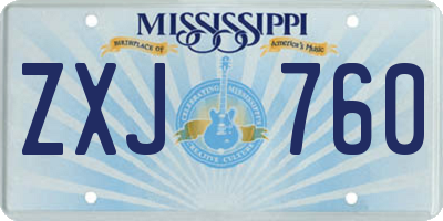 MS license plate ZXJ760