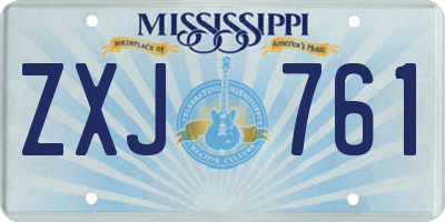 MS license plate ZXJ761