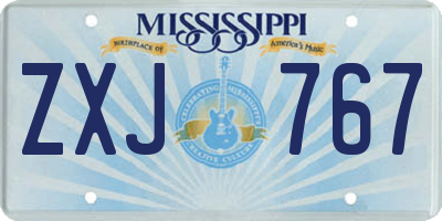 MS license plate ZXJ767