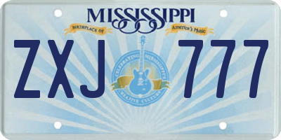 MS license plate ZXJ777