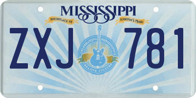 MS license plate ZXJ781