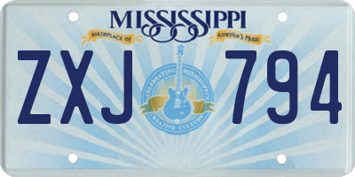 MS license plate ZXJ794