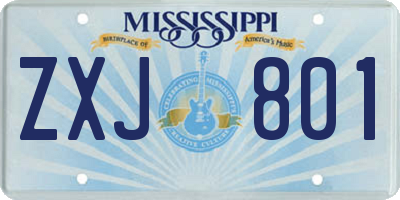 MS license plate ZXJ801