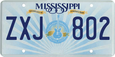 MS license plate ZXJ802