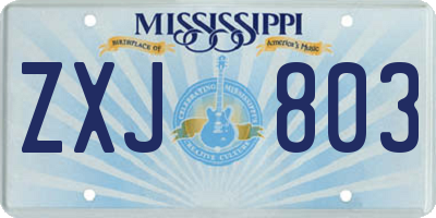 MS license plate ZXJ803