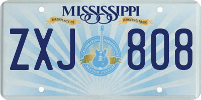 MS license plate ZXJ808