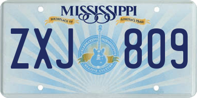 MS license plate ZXJ809