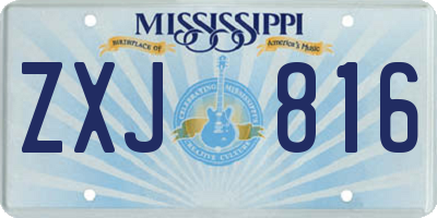MS license plate ZXJ816
