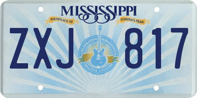 MS license plate ZXJ817