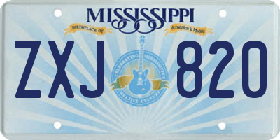MS license plate ZXJ820