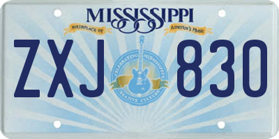 MS license plate ZXJ830