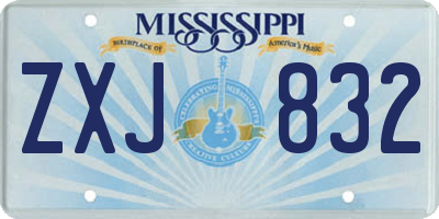 MS license plate ZXJ832