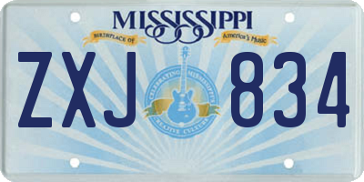 MS license plate ZXJ834