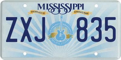 MS license plate ZXJ835