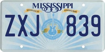 MS license plate ZXJ839