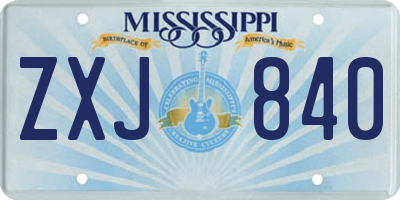 MS license plate ZXJ840