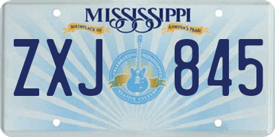 MS license plate ZXJ845