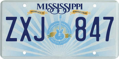MS license plate ZXJ847