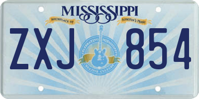 MS license plate ZXJ854
